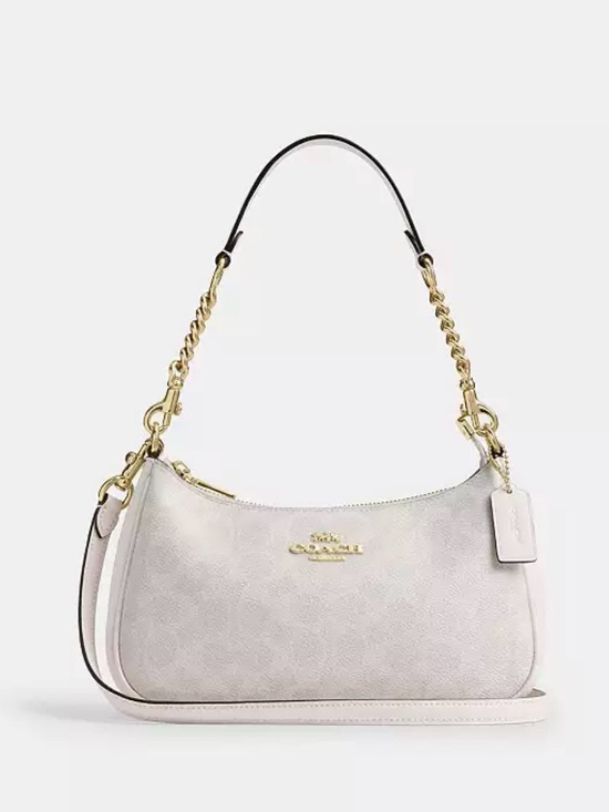 Coach Handbags - Coach Chalk Pebbled Leather Shoulder Bag with Gold Chain